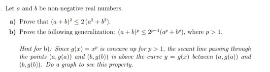 Solved Let A And B Be Non-negative Real Numbers. A) Prove | Chegg.com