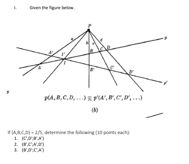 Solved I. Given The Figure Below. P (b) If (A,B;C,D)=2/5, | Chegg.com