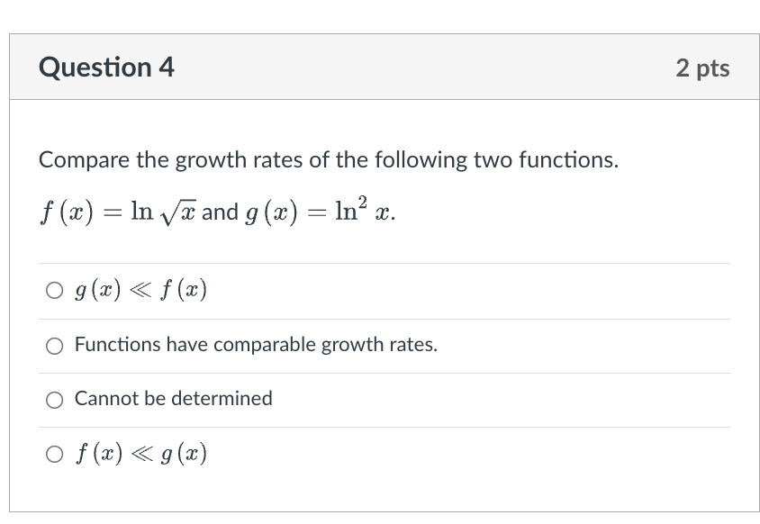Solved Compare the growth rates of the following two | Chegg.com