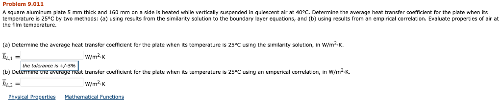 Solved Problem 9 011 A Square Aluminum Plate 5 Mm Thick And Chegg