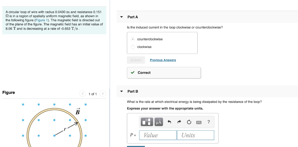 Solved Part A A circular loop of wire with radius 0.0430 m | Chegg.com