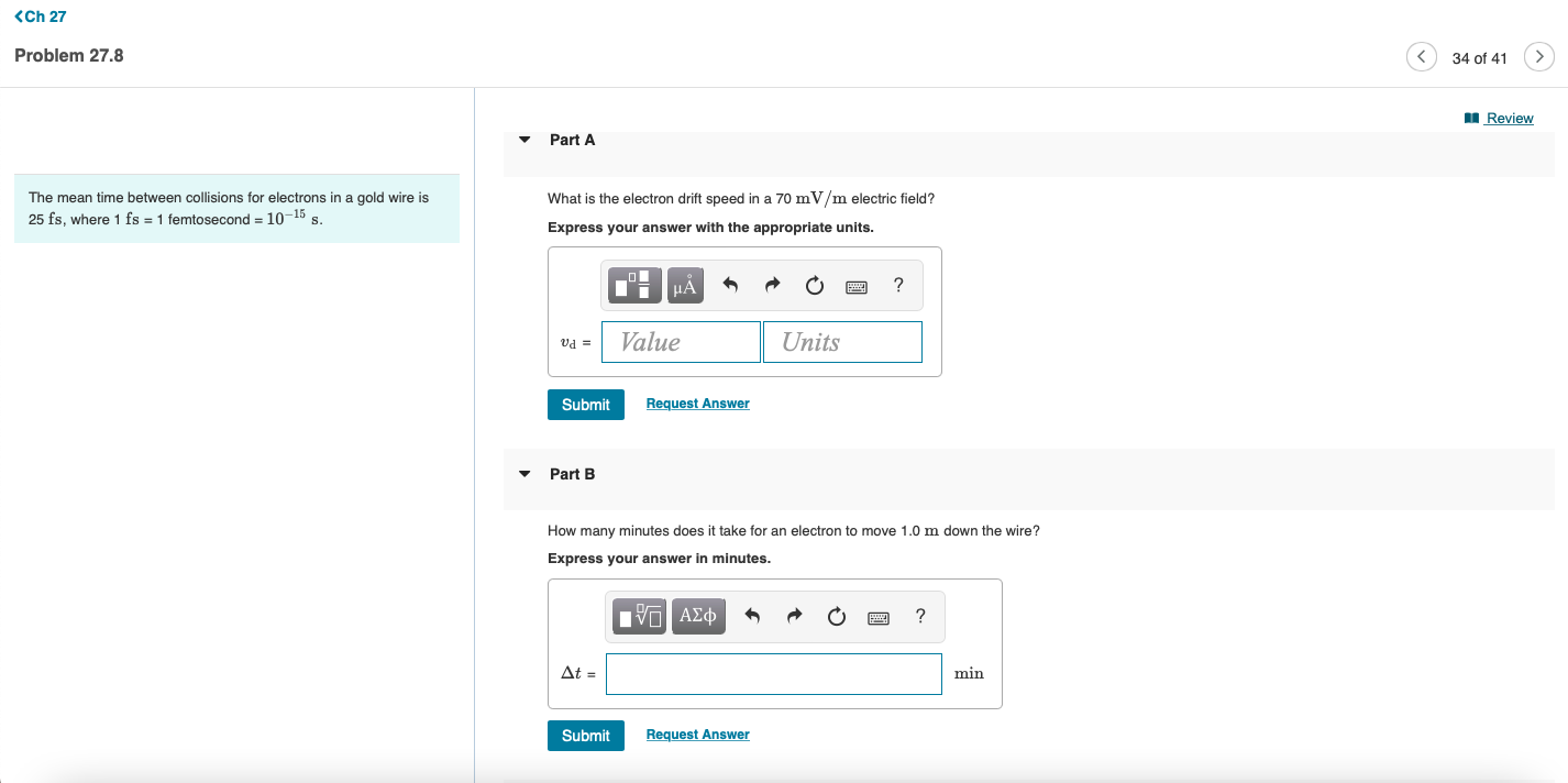 Solved The mean time between collisions for electrons in a