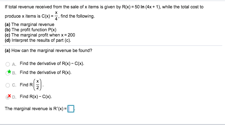 Solved If Total Revenue Received From The Sale Of X Items Chegg Com