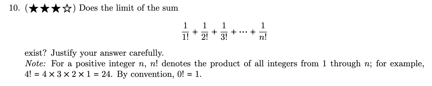 Solved 10. (⋆⋆⋆⋆⋆七) Does the limit of the sum | Chegg.com