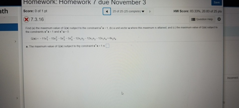 Solved Homework: Homework 7 due November 3 Save th Score: 0 | Chegg.com