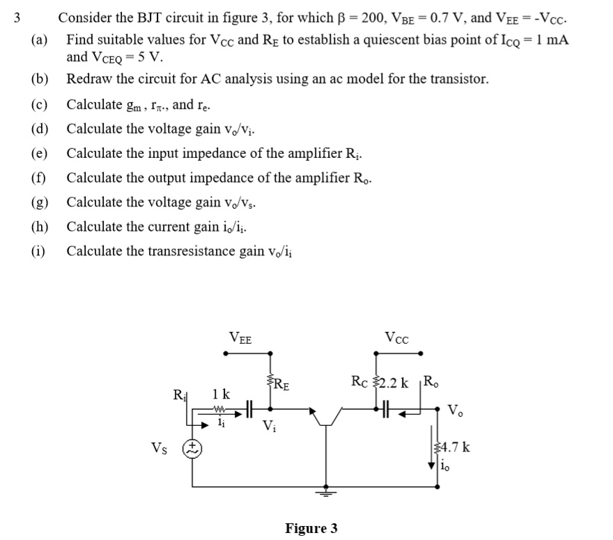 Solved 3 A B C D Consider The Bjt Circuit In Figur Chegg Com