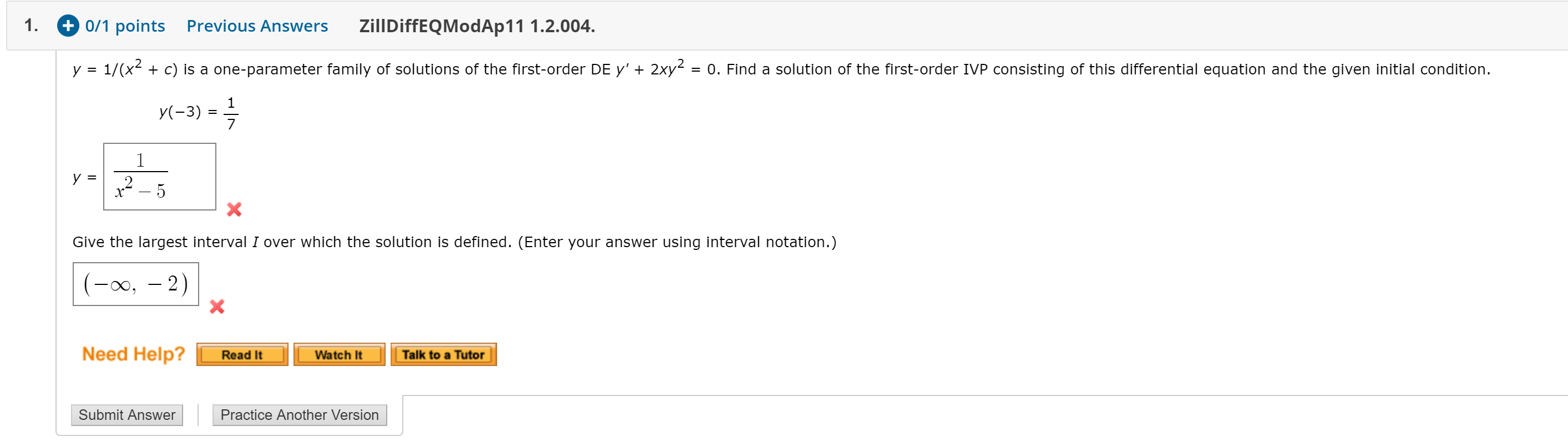 Solved Y 1 X2 C Is A One Parameter Family Of Soluti Chegg Com