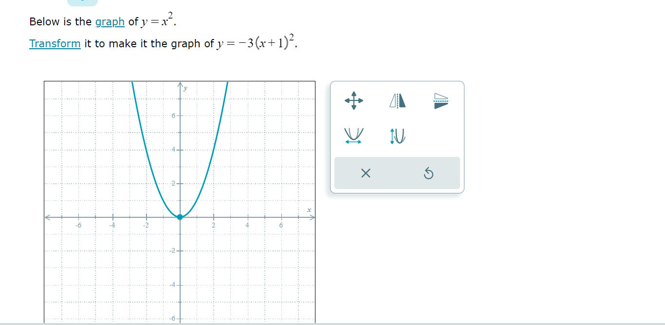 Solved Below is the graph of y=x2. Transform it to make it | Chegg.com