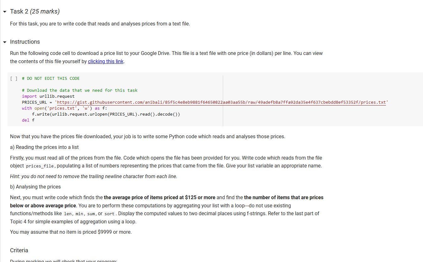 Solved For this task, you are to write code that reads and | Chegg.com
