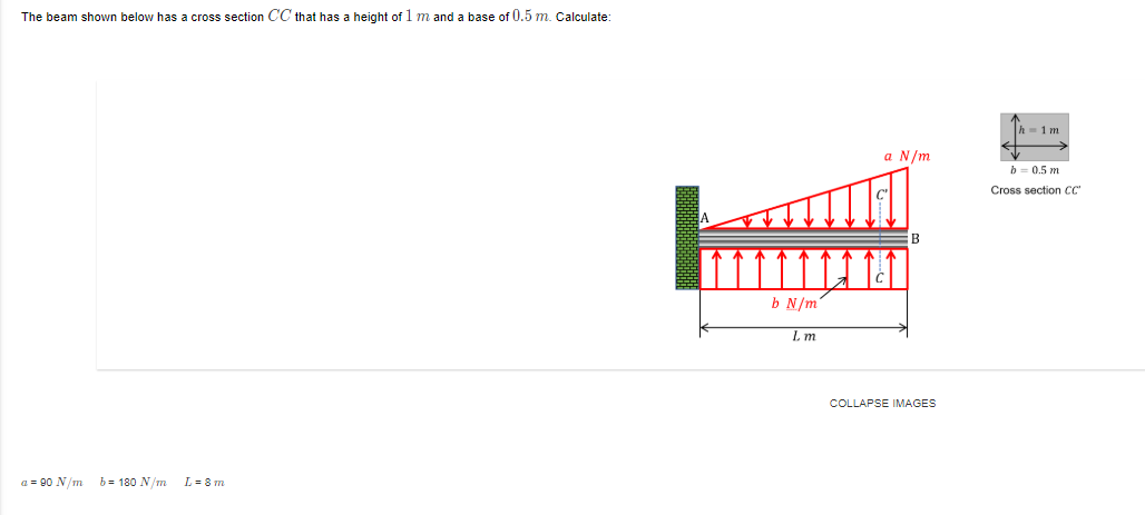 Solved The beam shown below has a cross section CC that has | Chegg.com