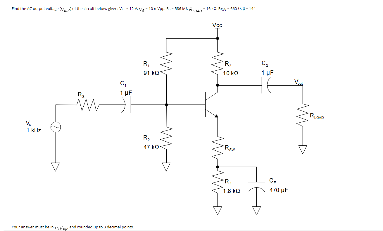 Solved Find The Ac Output Voltage Vout Of The Circuit Be Chegg Com