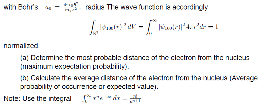 Solved 8) Hydrogen atom The wave function of an electron in | Chegg.com