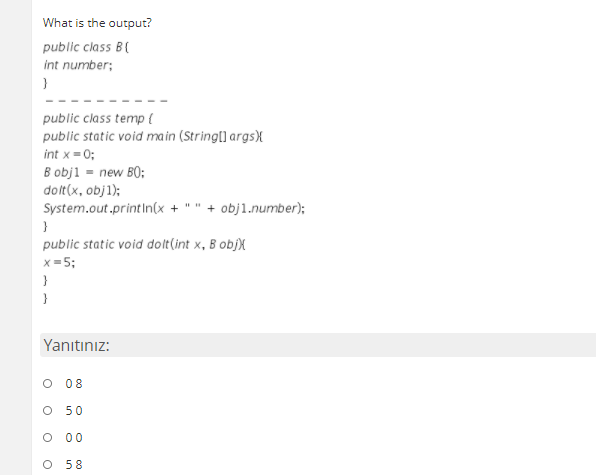 Solved What is the output? public class B int number; ) | Chegg.com
