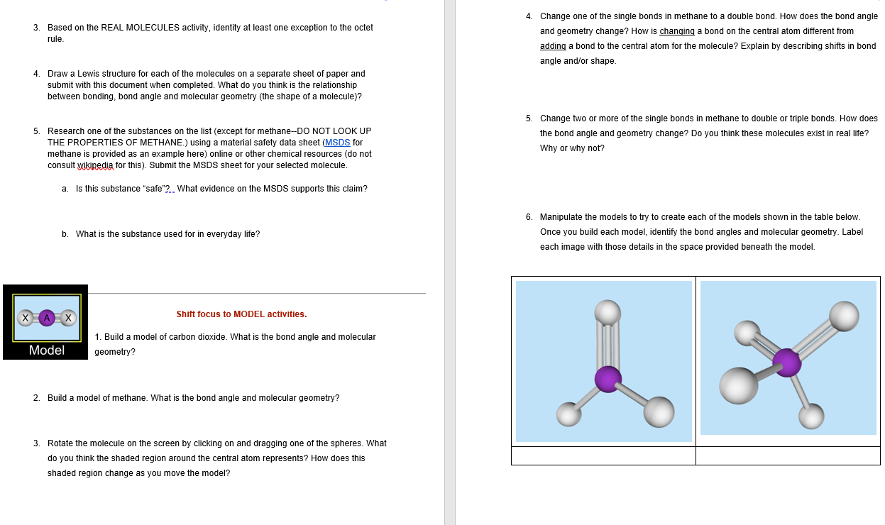 Solved 3. Based on the REAL MOLECULES activity, identity at