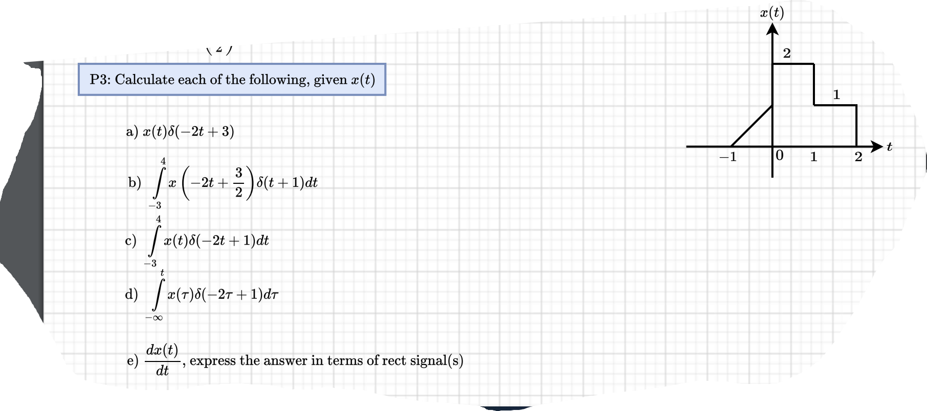 Solved P3: Calculate each of the following, given x(t) a) | Chegg.com