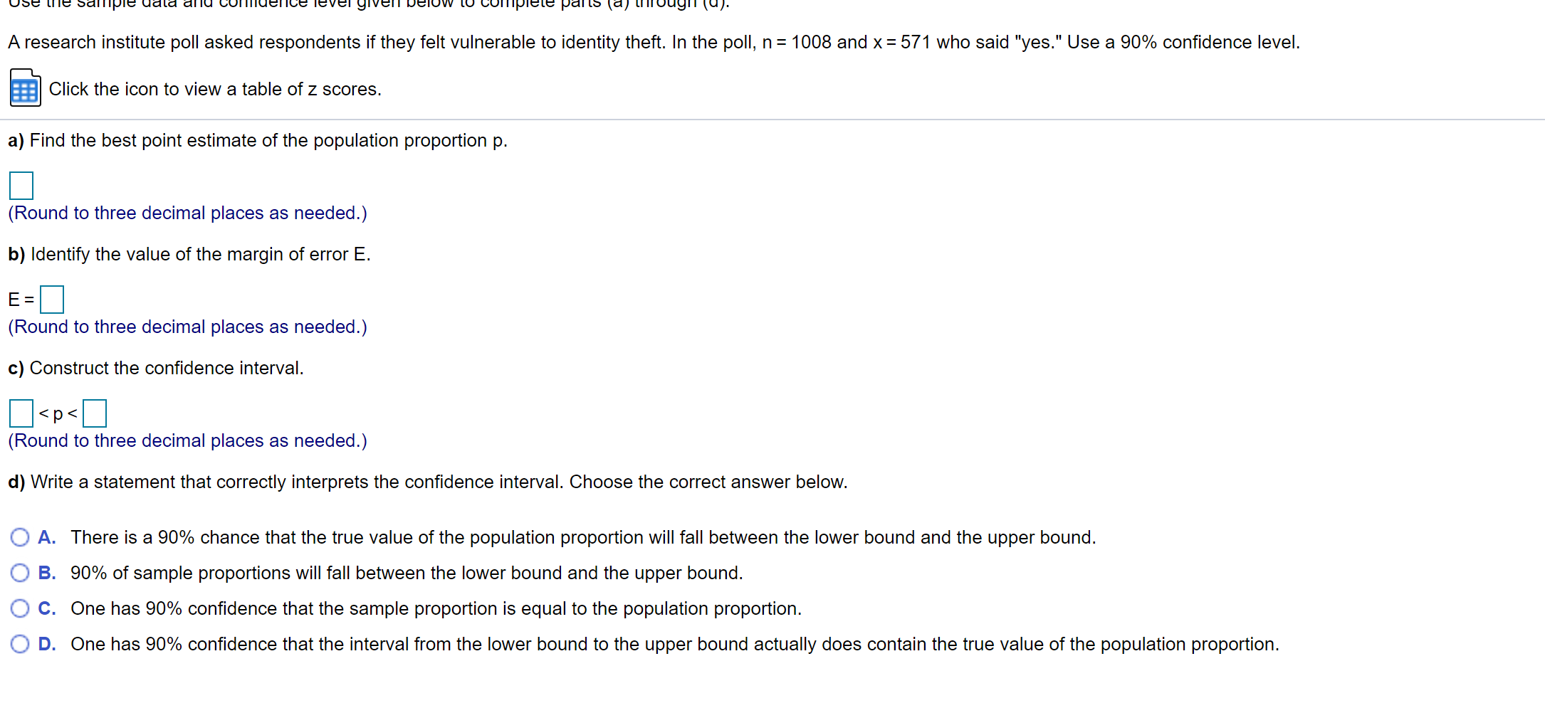 Solved Use The Sample Data And Parts A Research Institute Chegg Com