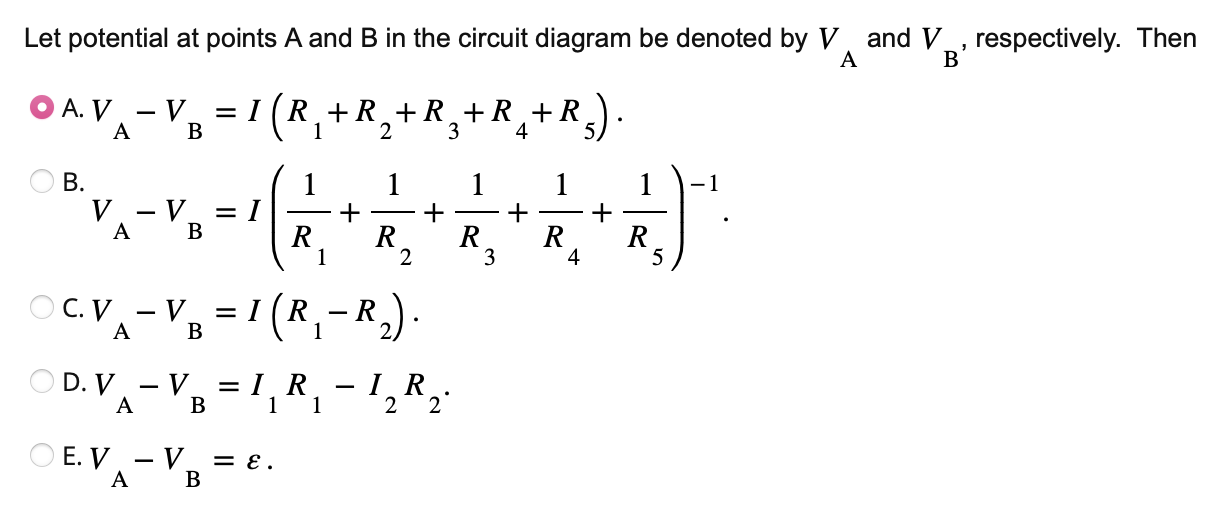 Let Potential At Points A And B ﻿in The Circuit | Chegg.com