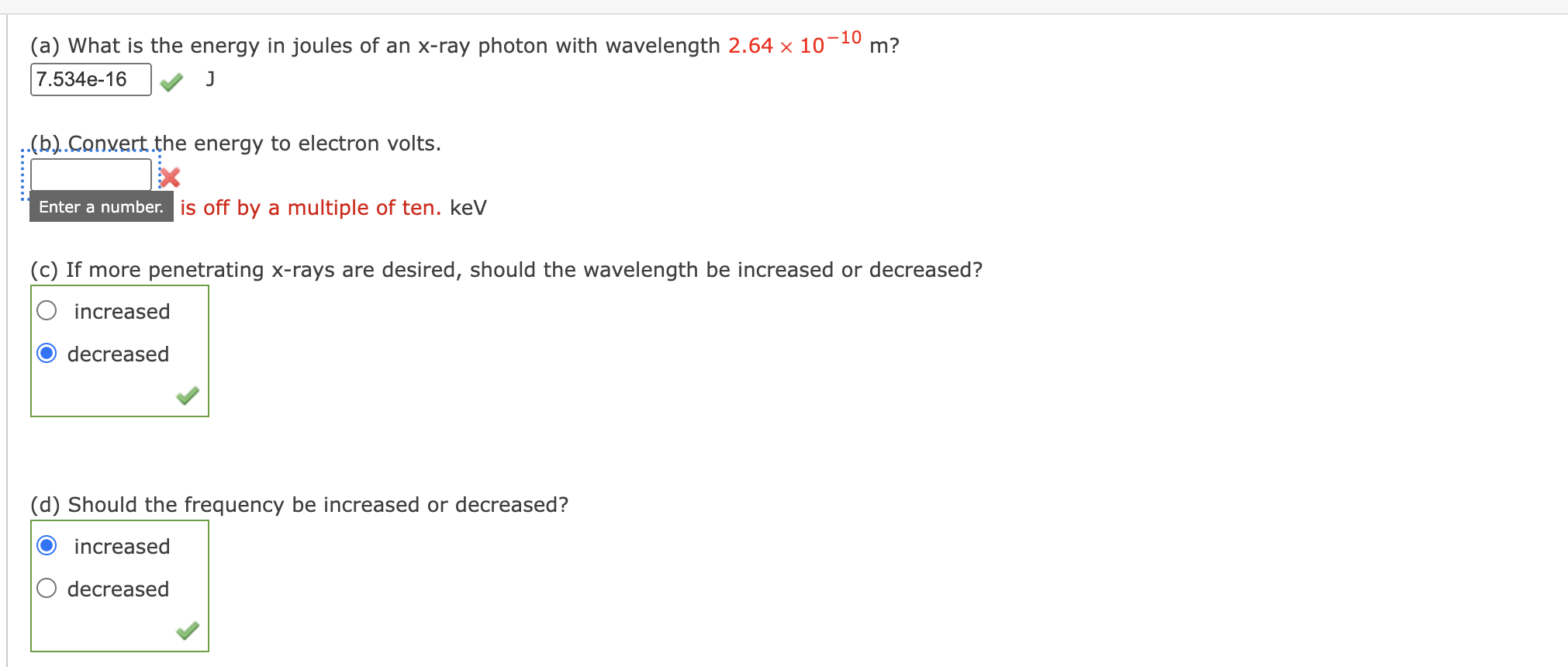 Solved (a) What is the energy in joules of an xray photon