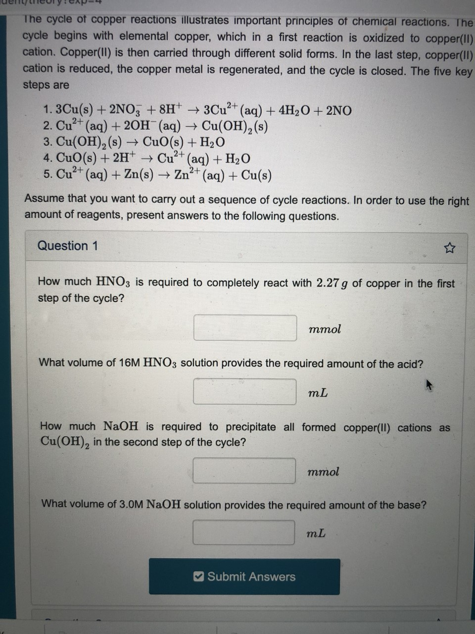 Solved The Cycle Of Copper Reactions Illustrates Important | Chegg.com