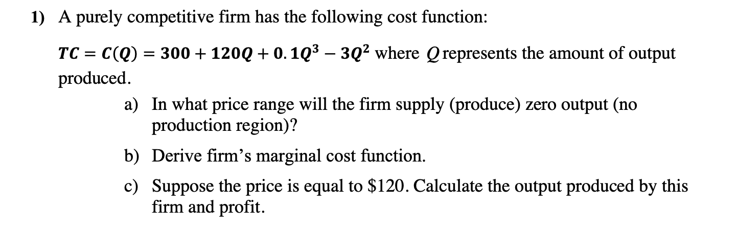 Solved A purely competitive firm has the following cost | Chegg.com