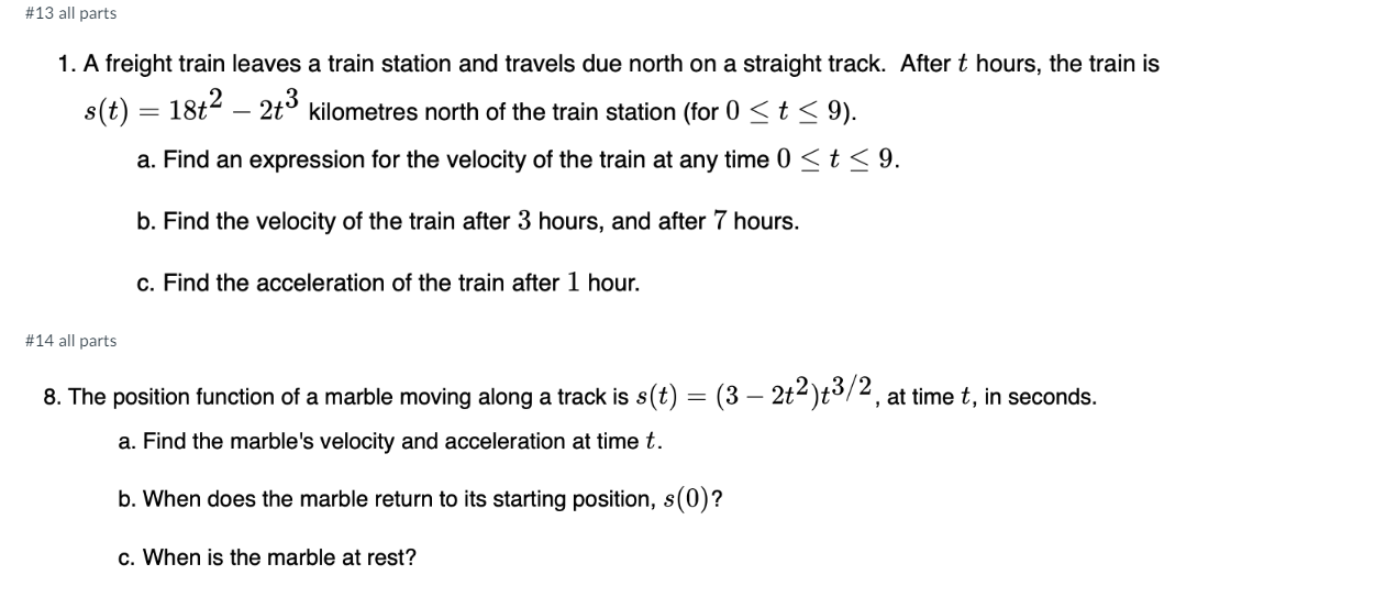 Solved 1. A freight train leaves a train station and travels | Chegg.com