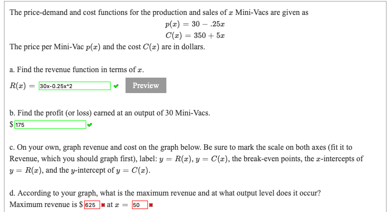 Solved The price demand and cost functions for the Chegg