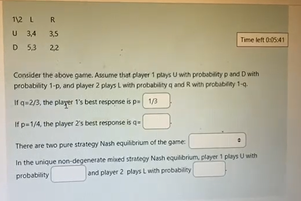 Solved Consider the above game. Assume that player 1 plays U | Chegg.com