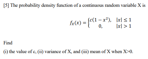 Solved [5] The probability density function of a continuous | Chegg.com