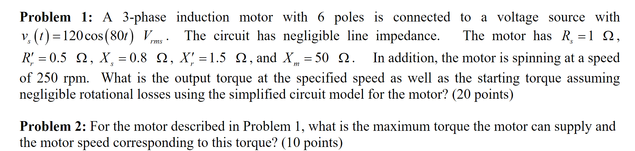 Solved Problem 1: A 3-phase induction motor with 6 poles is | Chegg.com