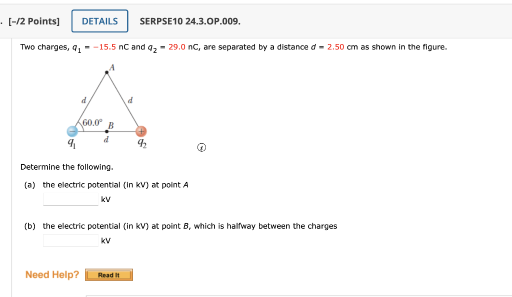 Solved . [-12 Points] DETAILS SERPSE10 24.3.OP.009. Two | Chegg.com