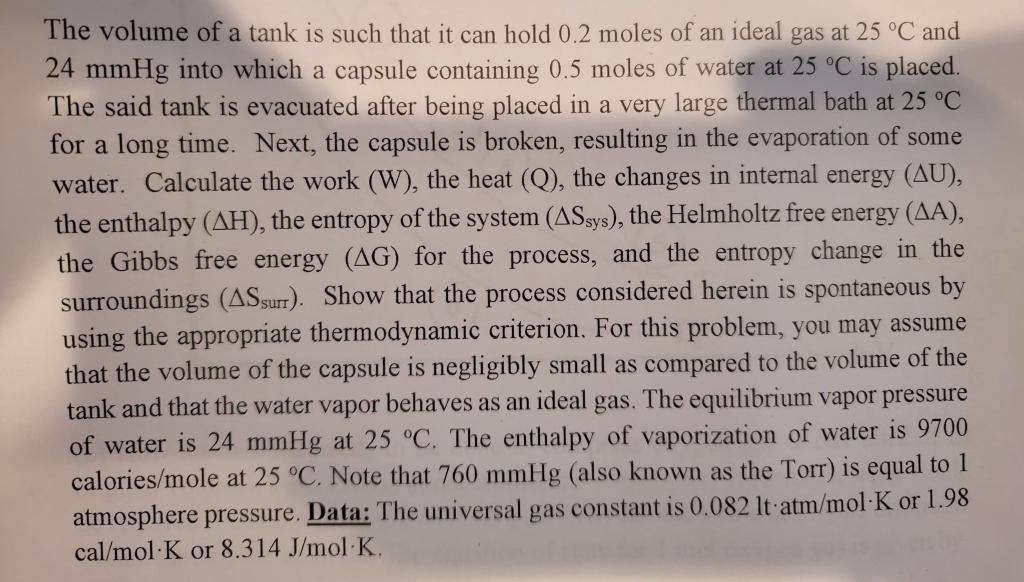 The volume of a tank is such that it can hold 0.2 | Chegg.com