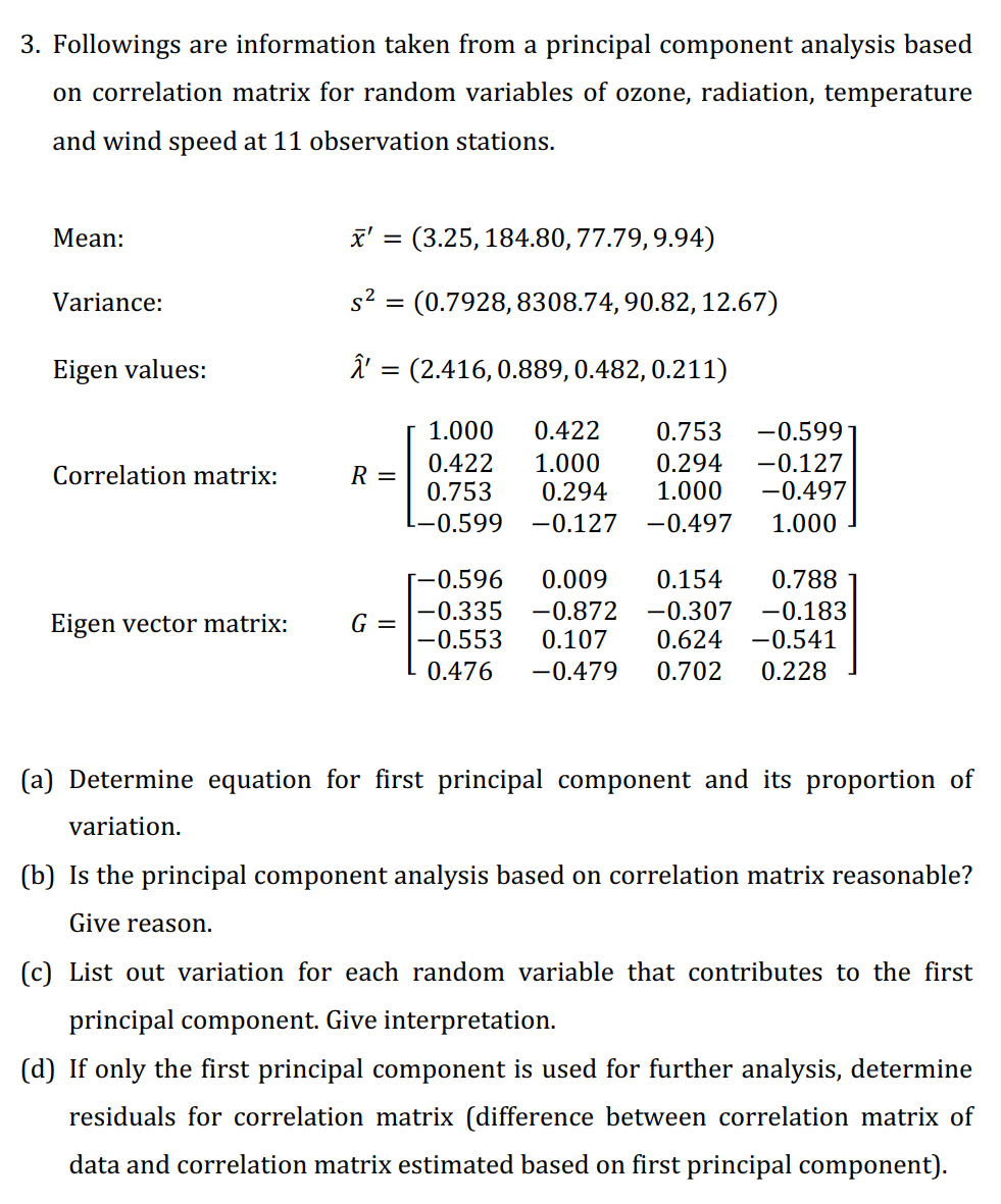 Solved This Is Multivariate Analysis - Principal Component | Chegg.com