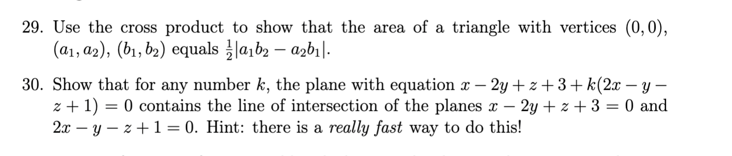 Solved 29. Use the cross product to show that the area of a | Chegg.com