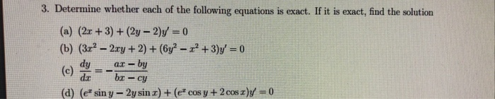 Solved 3. Determine whether each of the following equations | Chegg.com