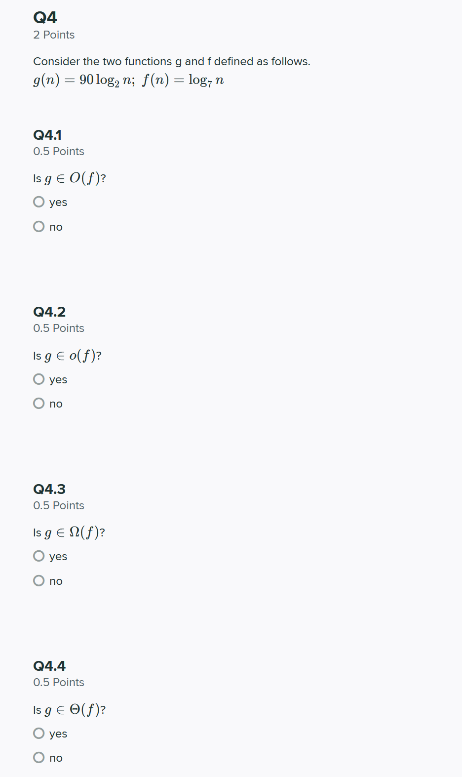 Solved Q4 2 Points Consider the two functions g and f | Chegg.com