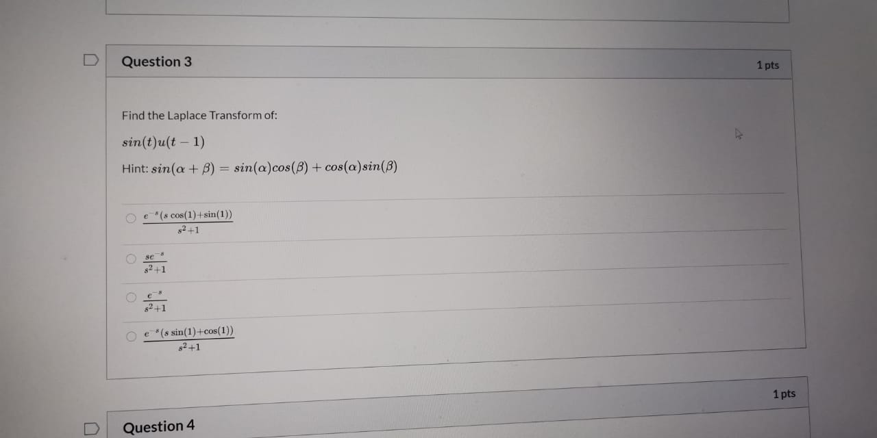 laplace transform of cos and sin