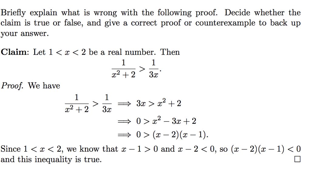 Solved Briefly explain what is wrong with the following | Chegg.com