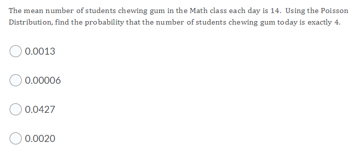 Solved The Mean Number Of Students Chewing Gum In The Mat Chegg Com