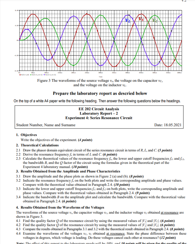 Solved V.2 EE 202 Circuit Analysis Laboratory Report 2