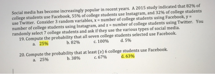 Solved Social media has become increasingly popular in | Chegg.com