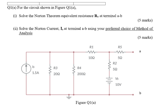 Solved Q1(a) For The Circuit Shown In Figure Q1(a), (1) | Chegg.com