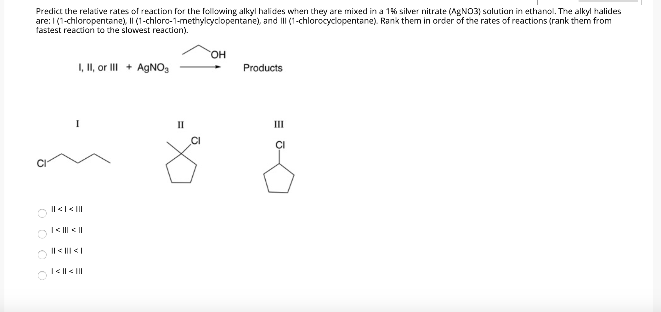 solved-predict-the-relative-rates-of-reaction-for-the-chegg