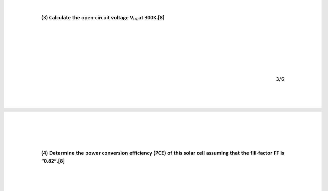 Solved 2. A solar cell with area 10 x 10 cm² is shown below. | Chegg.com
