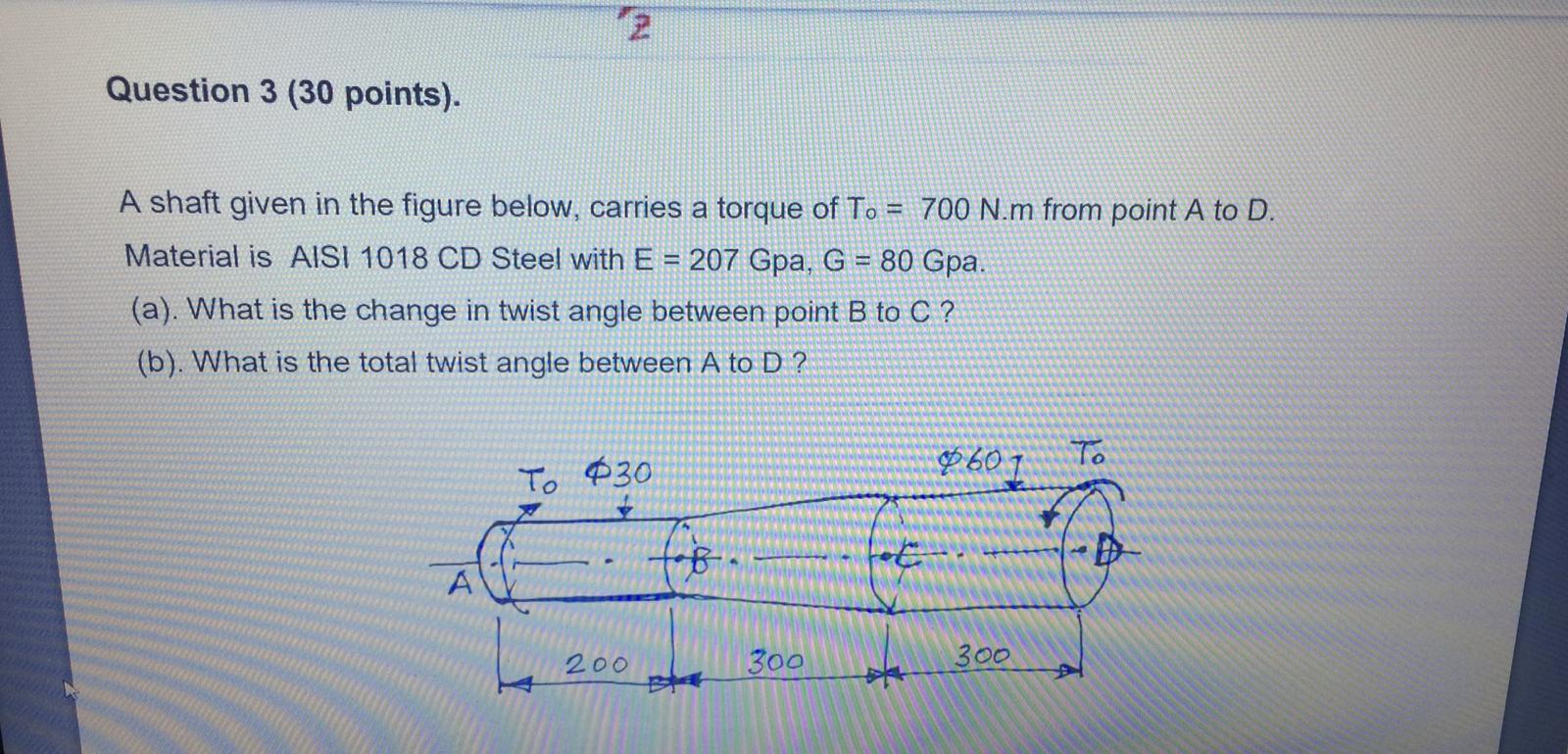 Solved Question 3 (30 points). A shaft given in the figure | Chegg.com