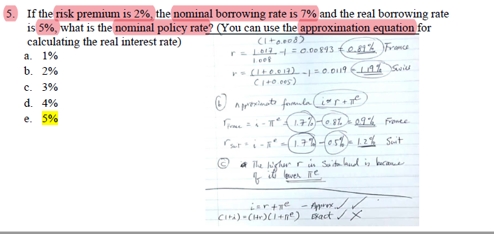 Solved If the risk premium is 2%, the nominal borrowing rate | Chegg.com