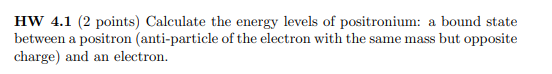 HW 4.1 (2 points) Calculate the energy levels of | Chegg.com