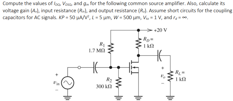 Solved Compute the values of Ipa, Vosa, and gm for the | Chegg.com