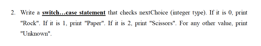 Solved 2. Write a switch...case statement that checks | Chegg.com