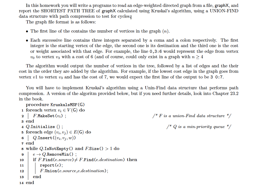 In this homework you will write a programs read an | Chegg.com