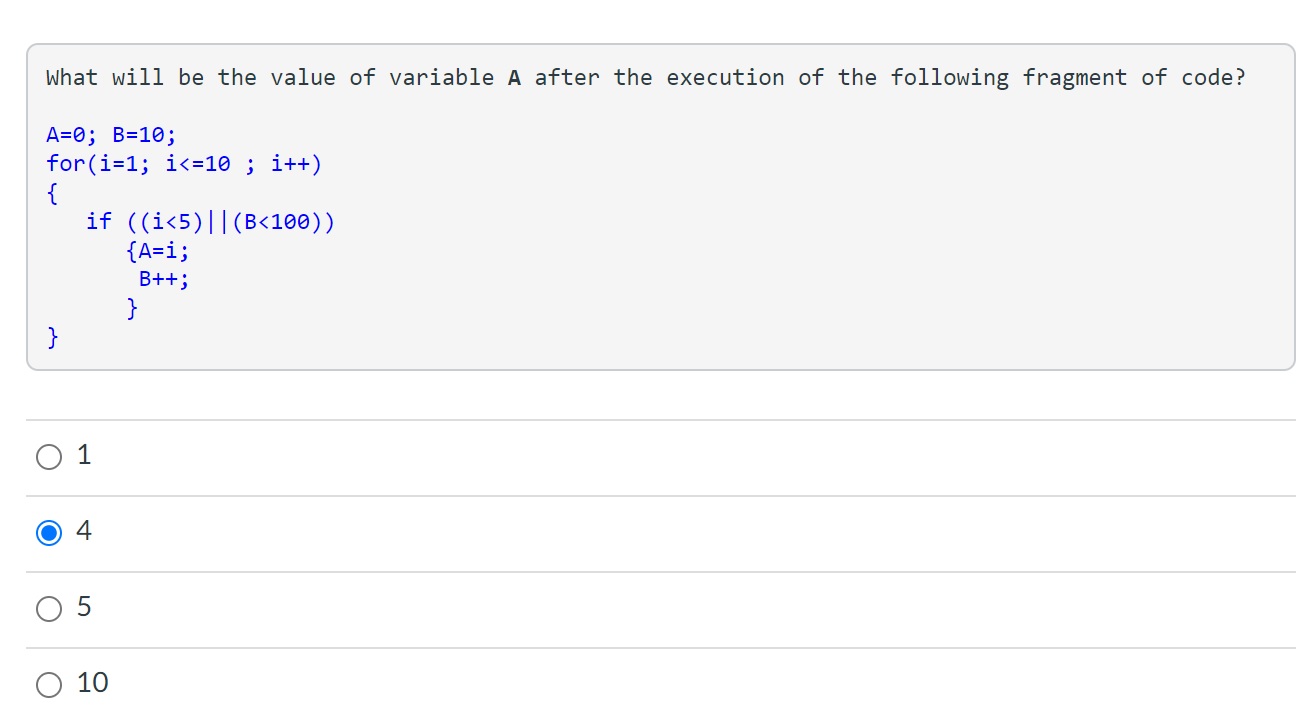 Solved What will be the value of variable A after the | Chegg.com